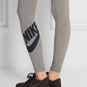 NIKE GREY COTTON BLEND LEGGINGS